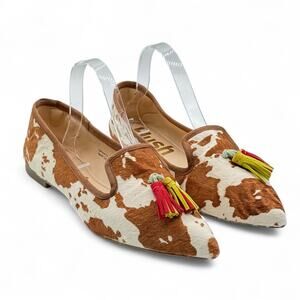 Hush Puppies Sadie Tassel Loafer Womens 9 Western Boho Cowhide Pointed Toe Flats